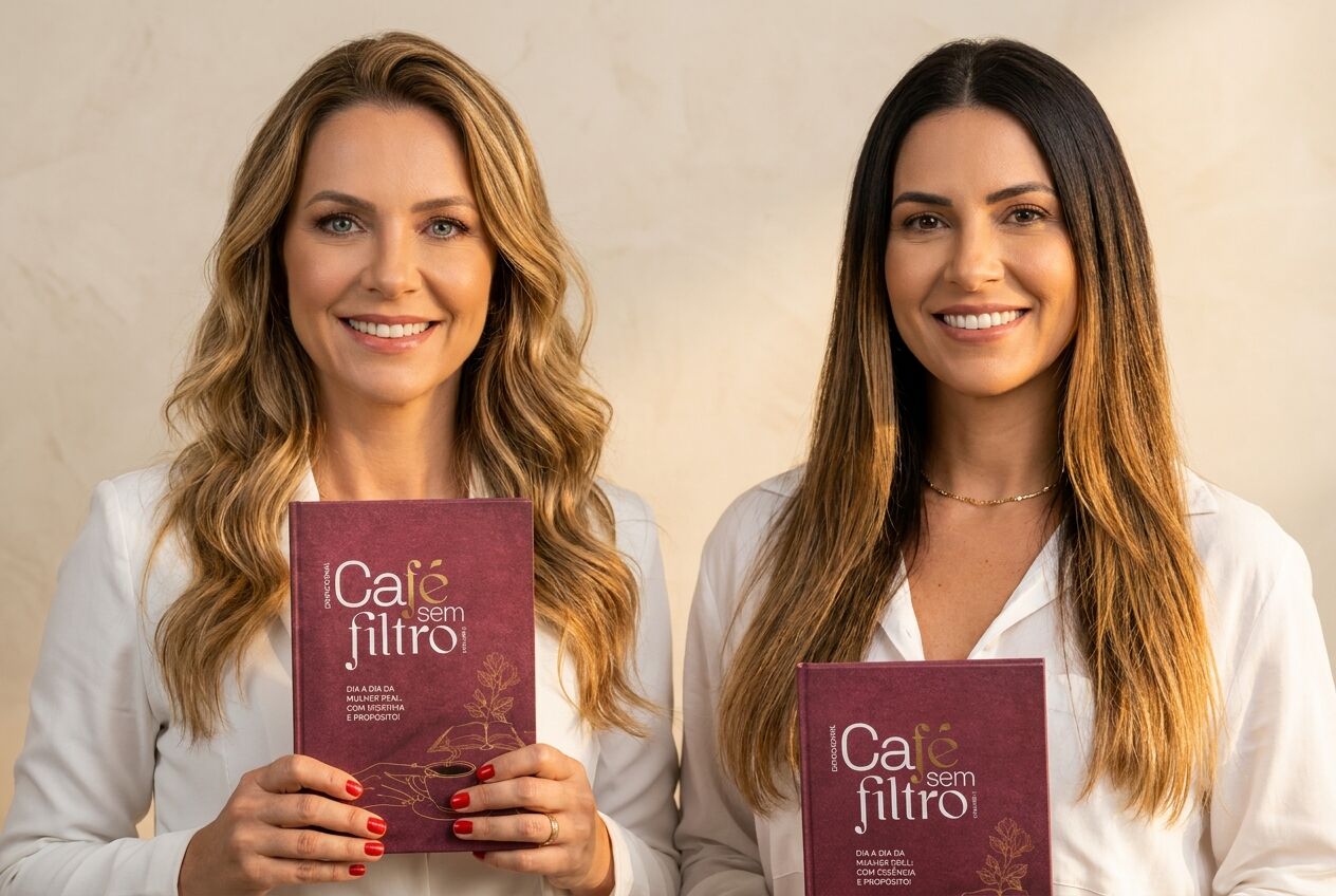 Adriana e Simone com o livro real